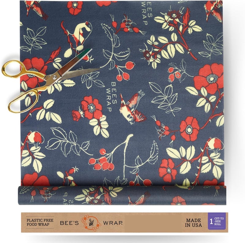 Bee's Wrap Beeswax Wraps for Food - Cut to Size 14x52" Wax Paper Roll - Made in USA Reusable Waxed Paper & Bowl Covers - Organic & Eco-Friendly Alternative to Aluminum Foil & Plastic Wrap, Botanical - Image 1